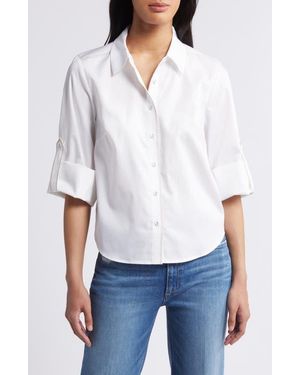Wit & Wisdom Roll Tab Button-Up Shirt - White