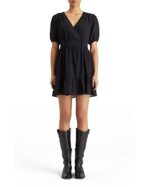 Scotch & Soda Wrap Front Minidress - Black
