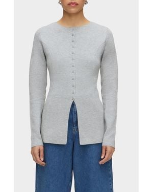 ALIGNE Daphne Split Hem Organic Cotton & Wool Blend Cardigan - Gray