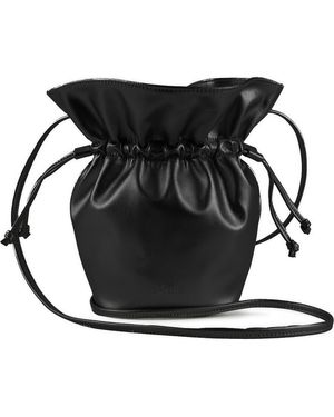 Mela Vegan Leather Bucket Bag - Black