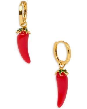 Saachi Chili Pepper Charm Huggie Earrings - Red