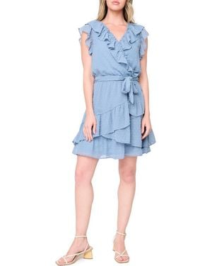 Gibsonlook Ruffles For Days Clip Dot Chiffon Minidress - Blue