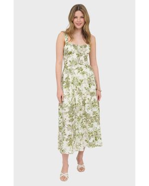 Blu Pepper Floral Bustier Midi Dress - Metallic