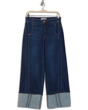 Democracy Cuffed Crop Wide Leg Jeans - Blue