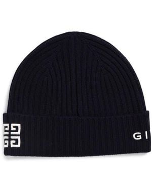 Givenchy Logo Embroidered Cuffed Beanie - Blue