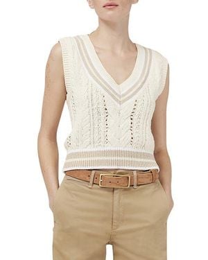 Rag & Bone Brandi Stripe Trim Cable Stitch Sweater Vest - Natural