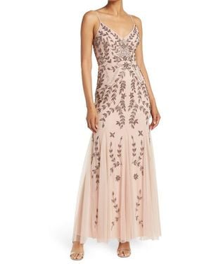 Marina Beaded V-Neck Gown - Natural