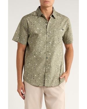 Hurley Terrazo Short Sleeve Button Up Shirt - Gray
