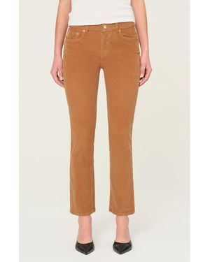 DL1961 Mara Straight Leg Mid Rise Instasculpt Corduroy Ankle Jeans - Brown