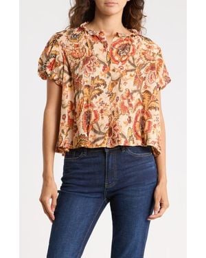 Joie Floral Puff Sleeve Top - Pink