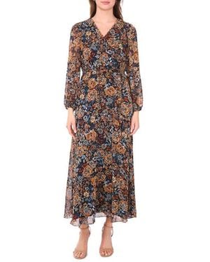 Halogen® Suprlice Neck Long Sleeve Maxi Dress - Brown