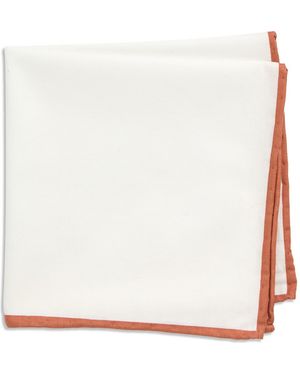 Con.struct Pipe Trim Cotton Pocket Square - White