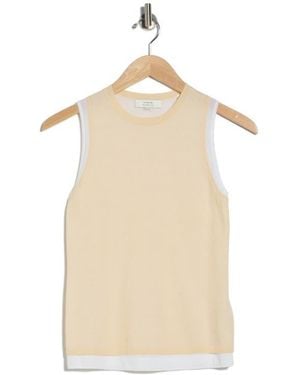 Vince Double Layer Cotton Blend Tank - Natural