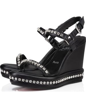 Christian Louboutin Pyrastrass Crystal Embellished Wedge Sandal - Black