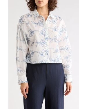 Ellen Tracy Embroidered Cotton Top - White