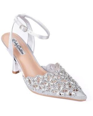 Lady Couture Sabrina Pointed Toe Ankle Strap Pump - White