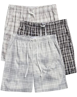 Geoffrey Beene 3-Pack Plaid Lounge Shorts - Metallic