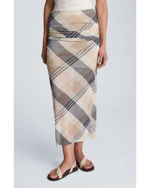 Kenneth Cole Side Ruched Mesh Midi Skirt - Multicolor