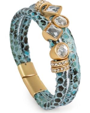 Saachi Crystal Faux Leather Bracelet - Blue