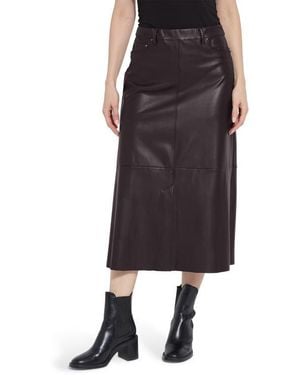Lyssé Warren A-Line Faux Leather Midi Skirt - Black