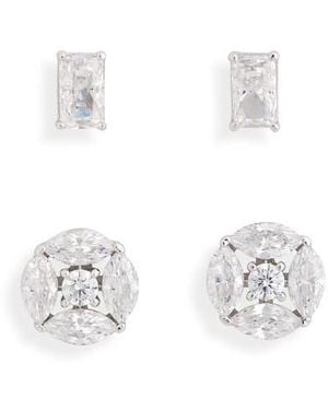Nadri Set Of 2 Cubic Zirconia Stud Earrings - White