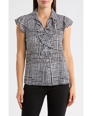 Calvin Klein Ruffle Cap Sleeve Top - Blue