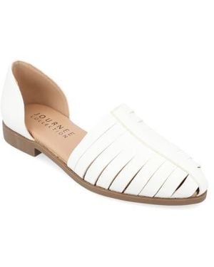 Journee Collection Anyah Vegan Leather Flat - White