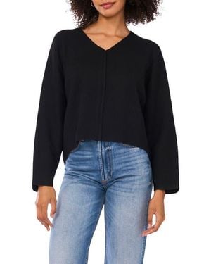 Vince Camuto V-Neck Ribbed Sweater - Black
