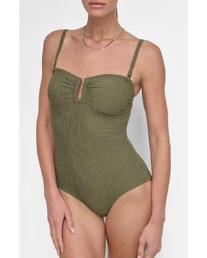 DKNY U-Wire Bandeau One-Piece Swimsuit - Green
