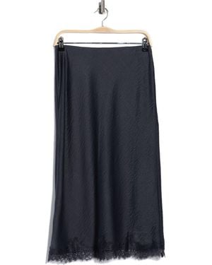 Nordstrom Rack Lace Trim Satin Midi Skirt - Blue