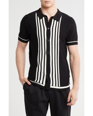T.R. Premium Buttoned Short Sleeve Sweater - Black