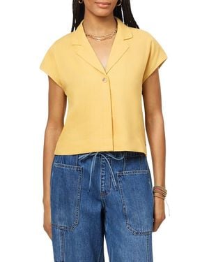Scotch & Soda Short Sleeve Linen Blend Button-Up Top - Blue