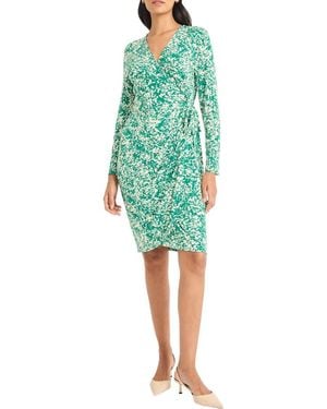 Maggy London Print Long Sleeve Wrap Dress - Green