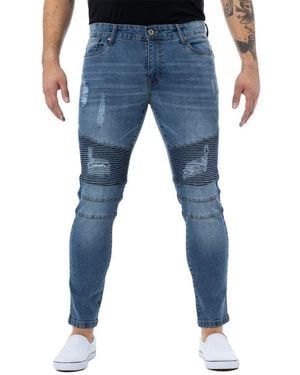 Xray Jeans Rawx Distressed Moto Skinny Fit Jeans - Blue