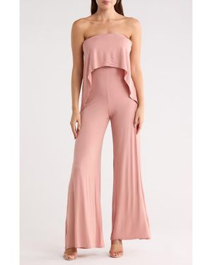Go Couture Strapless Popover Jumpsuit - Pink