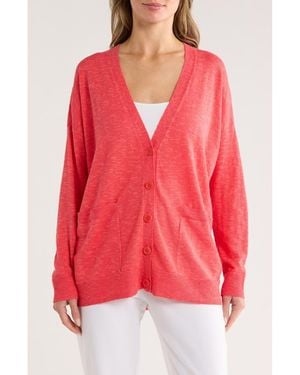 Eileen Fisher Oversize Organic Linen & Organic Cotton Cardigan - Red