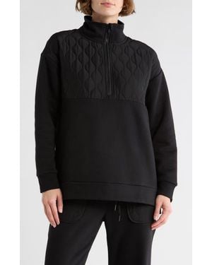 90 Degrees Silicon Fleece Half Zip Pullover - Black