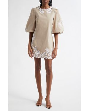 Cinq À Sept Trailing Peonies Aura Cotton Dress - Natural