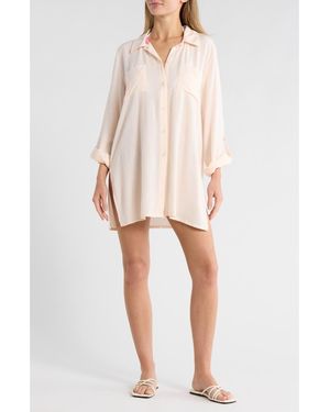 Betsey Johnson Beach Cover-Up Shirt - Pink