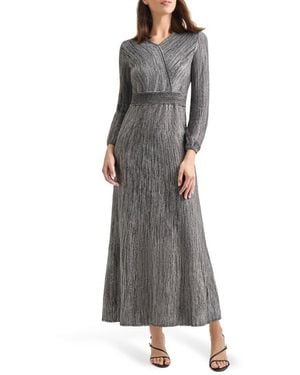 Misook Heritage Fit Long Sleeve Sweater Dress - Gray