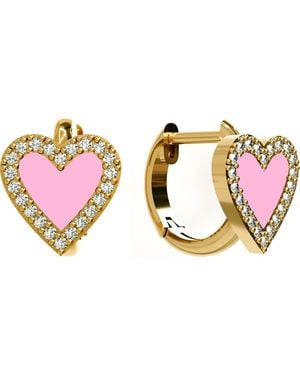 Gabi Rielle Heart Cubic Zirconia Pavè Huggie Hoops - Metallic