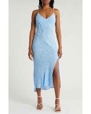 Blu Pepper Floral Midi Slipdress - Blue