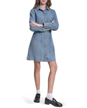 DKNY Seamed A-Line Dress - Blue