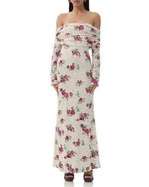 AFRM Thelma Off The Shoulder Long Sleeve Lace Maxi Dress - Multicolor