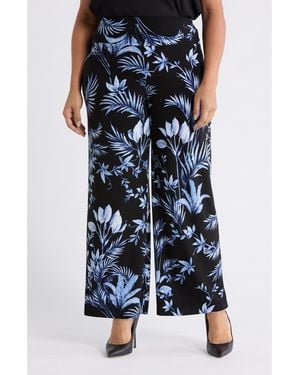 Anne Klein Pull-On Wide Leg Pants - Blue