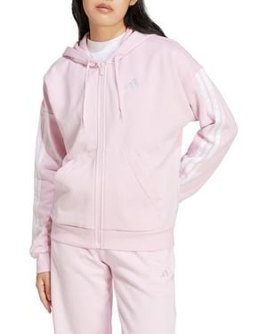 adidas Essential 3-Stripes Full Zip Hoodie - Pink