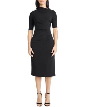 Maggy London Ruched Midi Sheath Dress - Black