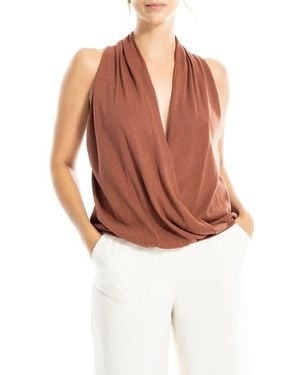 Max Studio Drape Front Top - Brown