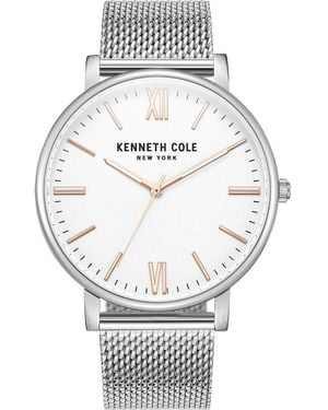 Kenneth Cole Three Hand Quartz Mesh Strap Watch, 42Mm - Metallic