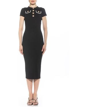 Alexia Admor Rhys Crewneck Knit Sheath Midi Dress - Black